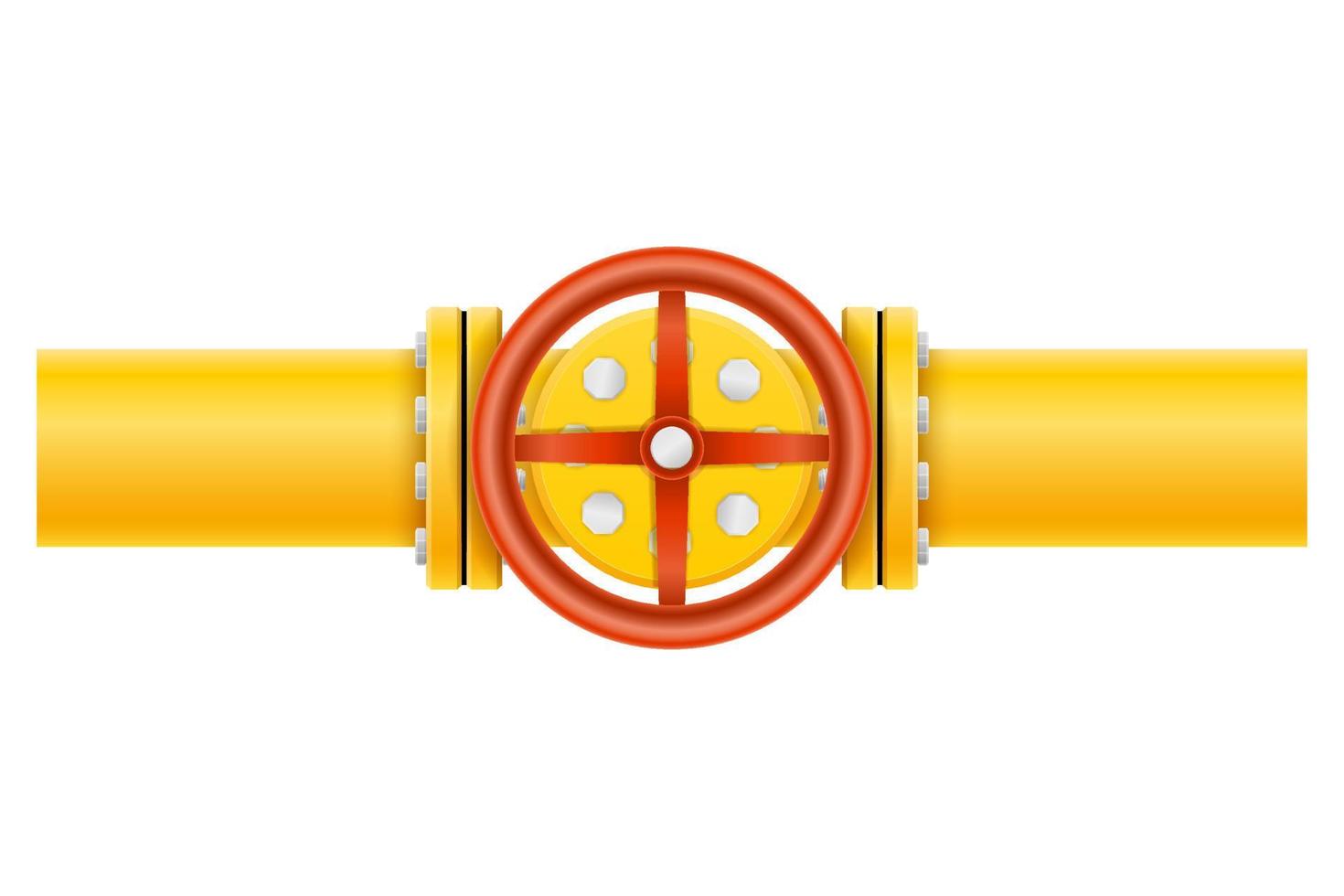 gelbe Metallrohre für die Vektorillustration der Gaspipeline lokalisiert auf weißem Hintergrund vektor
