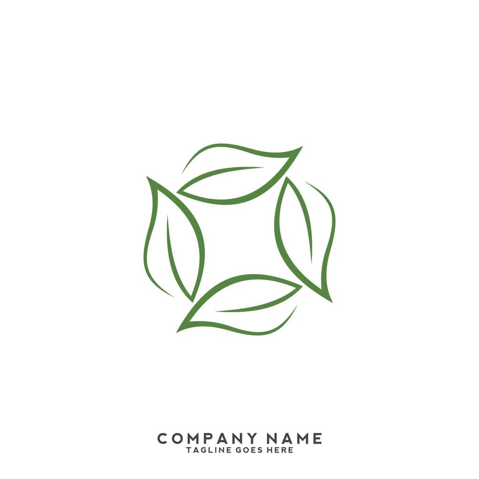 Logo mit grünen Blättern. Pflanze Natur Öko Garten stilisierter Symbolvektor botanisch. vektor