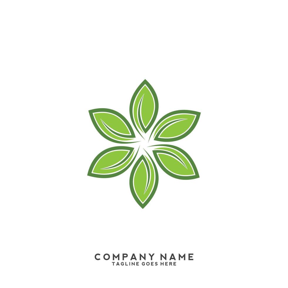 Logo mit grünen Blättern. Pflanze Natur Öko Garten stilisierter Symbolvektor botanisch. vektor