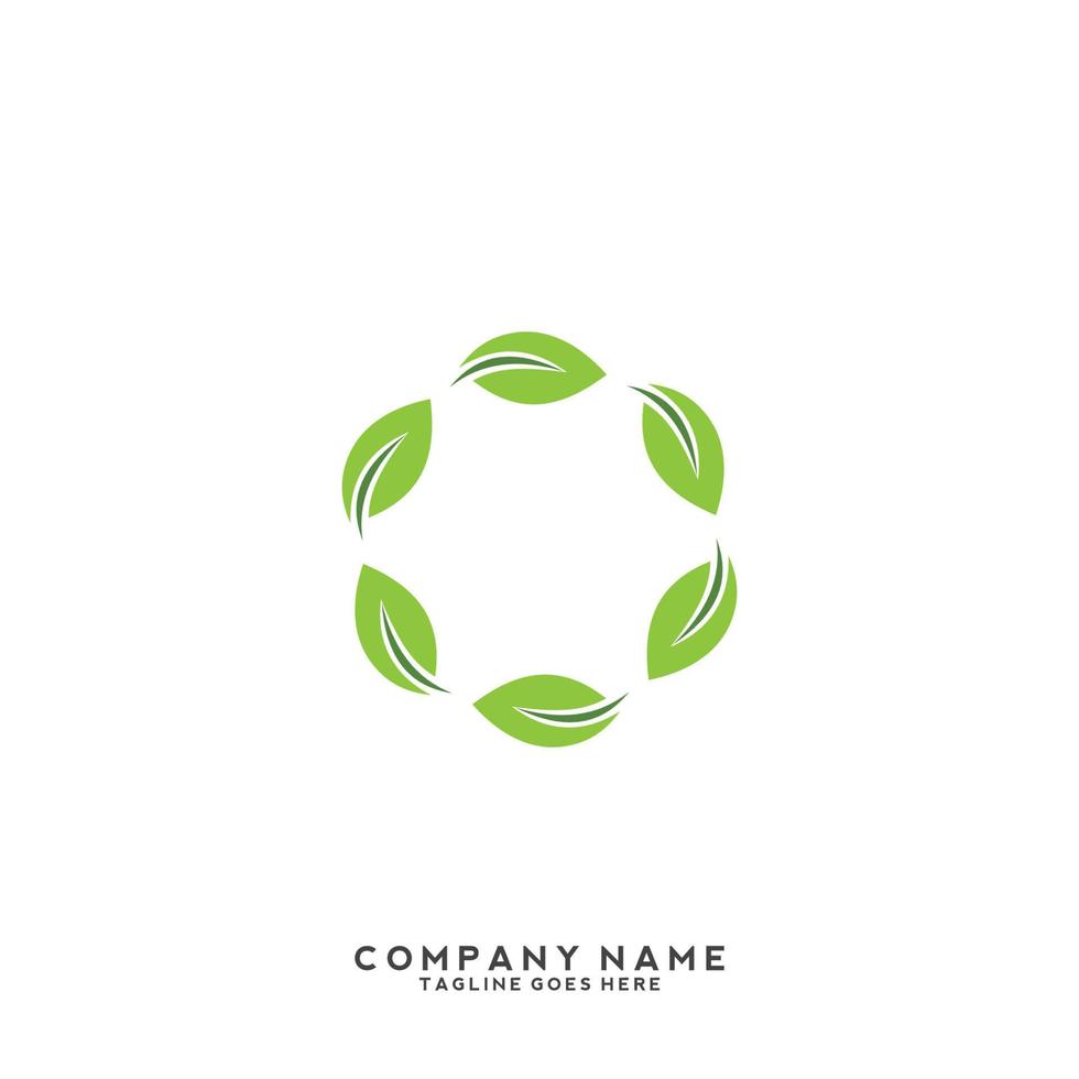 Logo mit grünen Blättern. Pflanze Natur Öko Garten stilisierter Symbolvektor botanisch. vektor