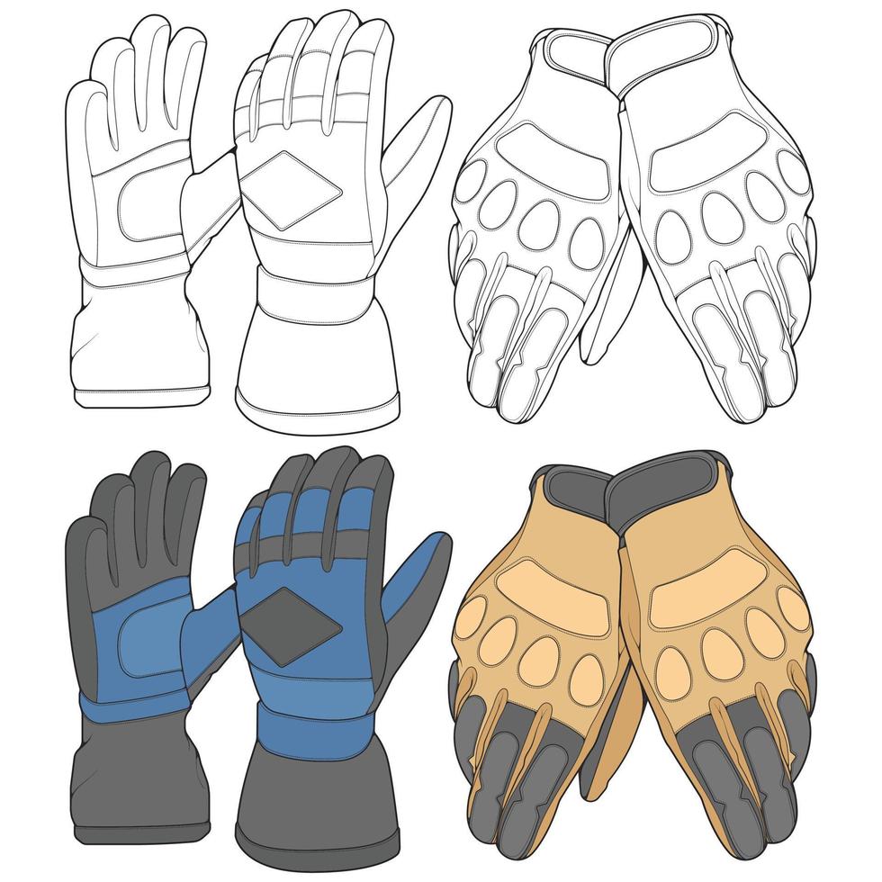 uppsättning av isolerat objekt av handske och vinter- ikon. uppsättning av handske och Utrustning vektor för färg bok stock.