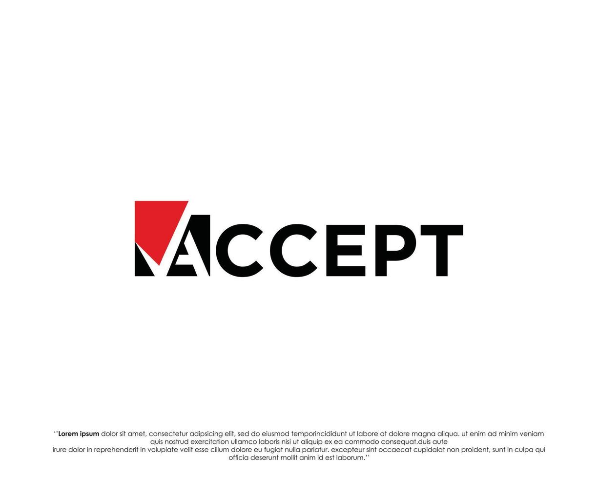acceptera text logotyp modern typografi vektor