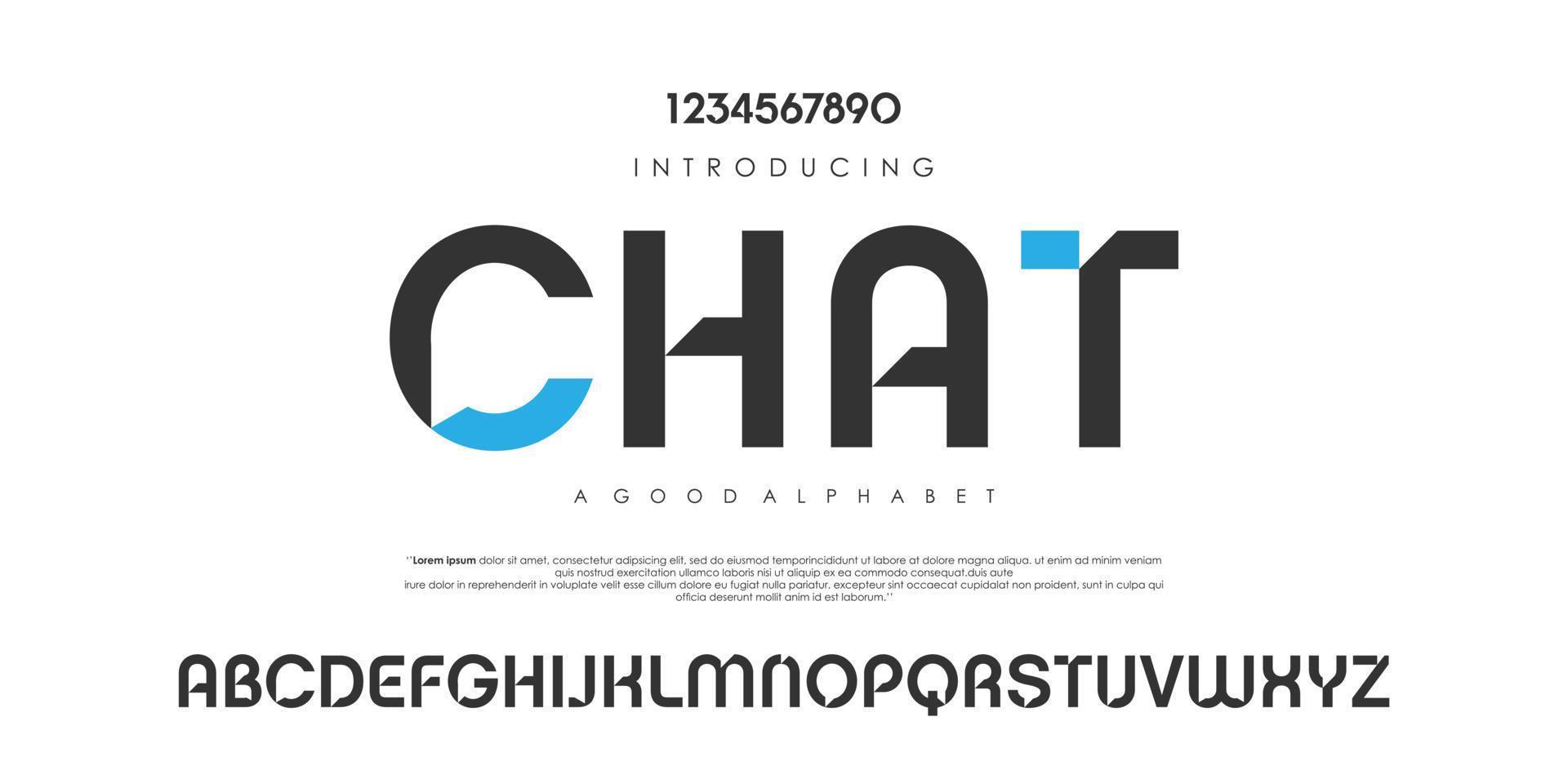 modern abstrakt digital alfabet font. minimal teknologi typografi, kreativ sport font och med tal. vektor illustration