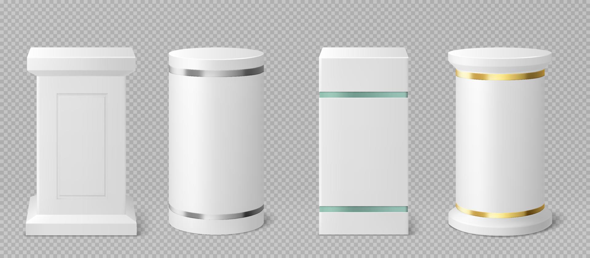 weiße sockel oder podien realistischer 3d-vektorsatz vektor