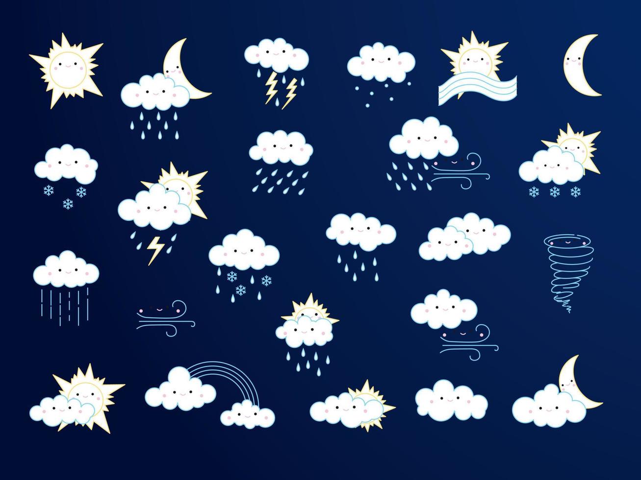 Symbole mit Wetterbedingungen vektor