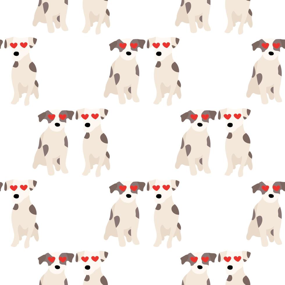 süße hunde jack russell terrier. lustige Tiere. Vektor handgezeichnetes nahtloses Muster. perfekt für baby, kinderbekleidung, druckdesign, textil. weißer Hintergrund.