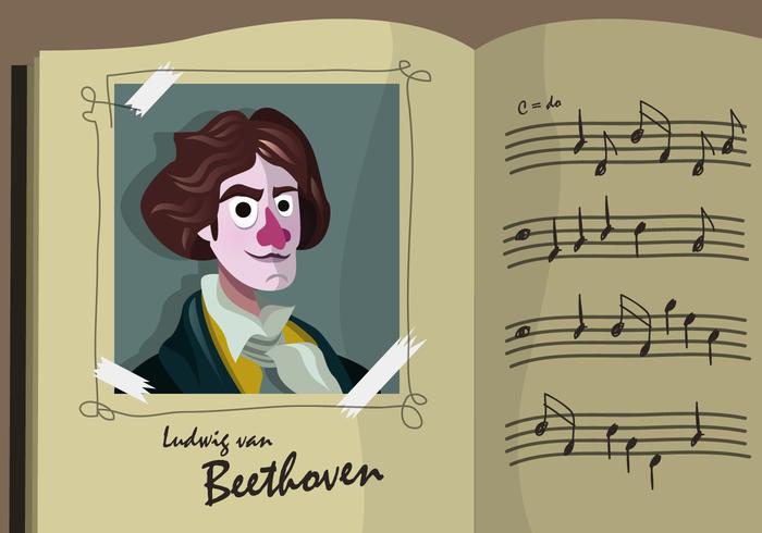 Beethoven Cartoon Porträt Vektor Illustration