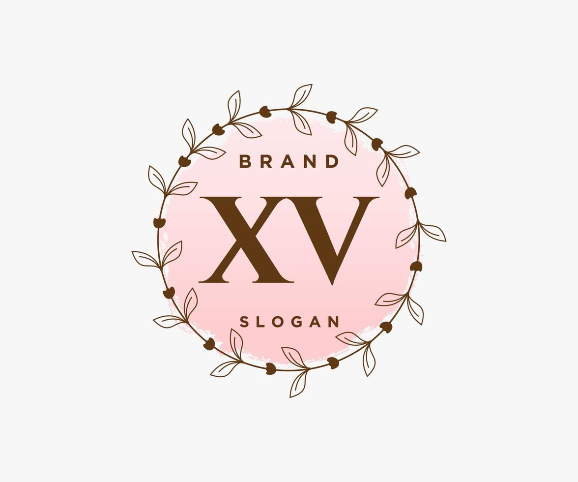 första xv feminin logotyp. användbar för natur, salong, spa, kosmetisk och skönhet logotyper. platt vektor logotyp design mall element.