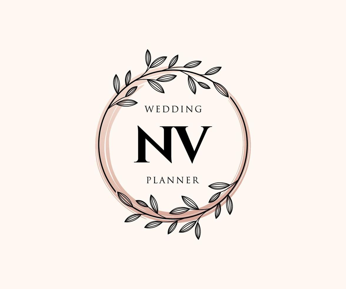 nv initialer brev bröllop monogram logotyper samling, hand dragen modern minimalistisk och blommig mallar för inbjudan kort, spara de datum, elegant identitet för restaurang, boutique, Kafé i vektor