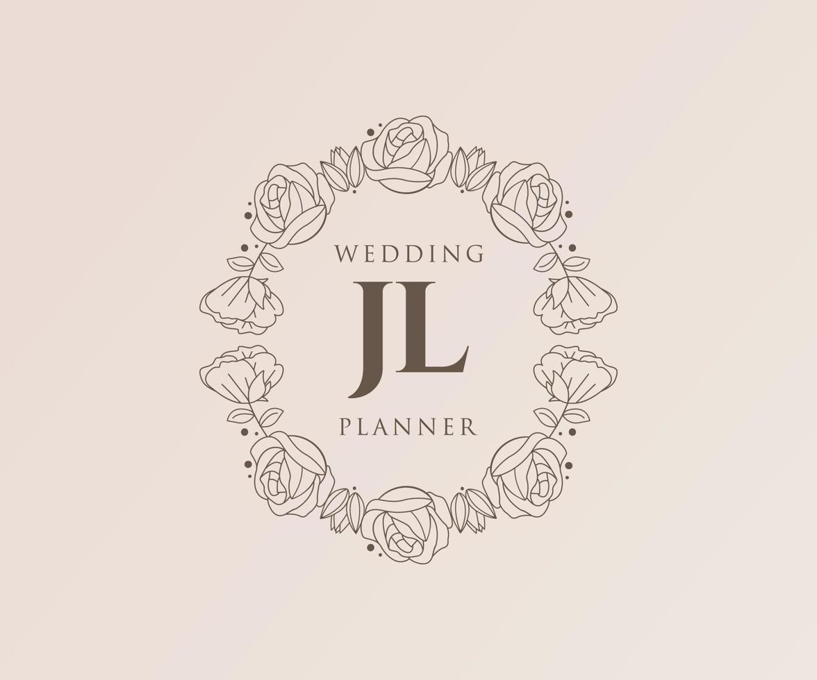 jl initialen brief hochzeitsmonogramm logos sammlung, handgezeichnete moderne minimalistische und florale vorlagen für einladungskarten, save the date, elegante identität für restaurant, boutique, café im vektor