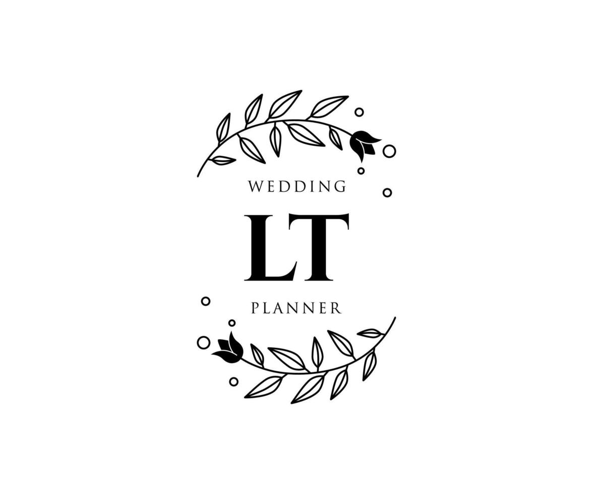 lt initialer brev bröllop monogram logotyper samling, hand dragen modern minimalistisk och blommig mallar för inbjudan kort, spara de datum, elegant identitet för restaurang, boutique, Kafé i vektor