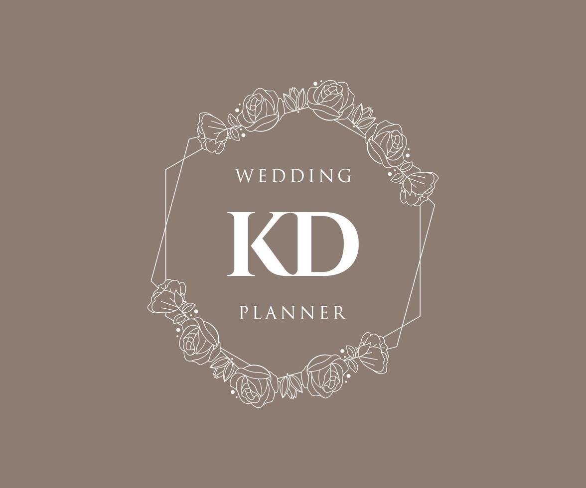 kd initialer brev bröllop monogram logotyper samling, hand dragen modern minimalistisk och blommig mallar för inbjudan kort, spara de datum, elegant identitet för restaurang, boutique, Kafé i vektor