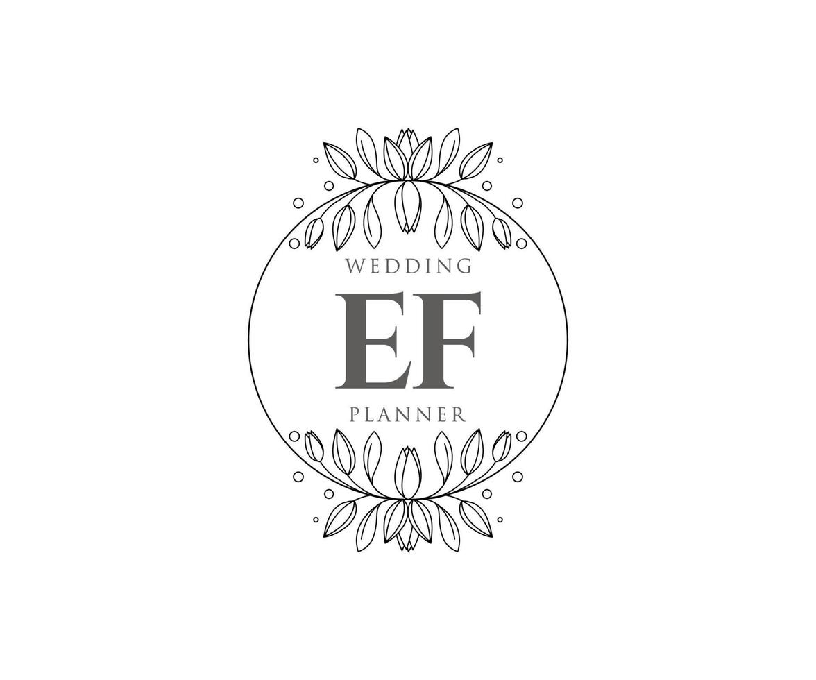 ef initialer brev bröllop monogram logotyper samling, hand dragen modern minimalistisk och blommig mallar för inbjudan kort, spara de datum, elegant identitet för restaurang, boutique, Kafé i vektor