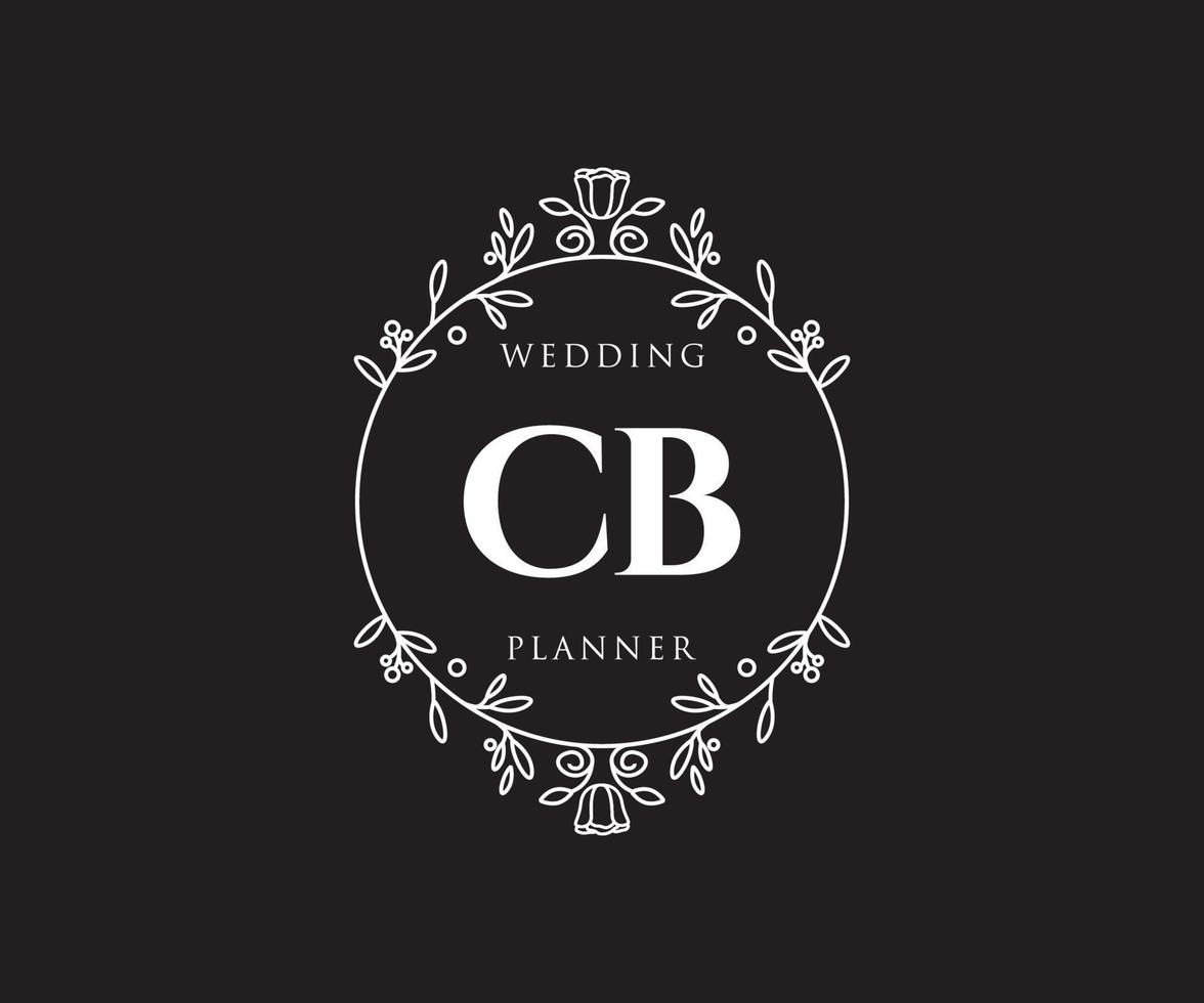 cb initialer brev bröllop monogram logotyper samling, hand dragen modern minimalistisk och blommig mallar för inbjudan kort, spara de datum, elegant identitet för restaurang, boutique, Kafé i vektor