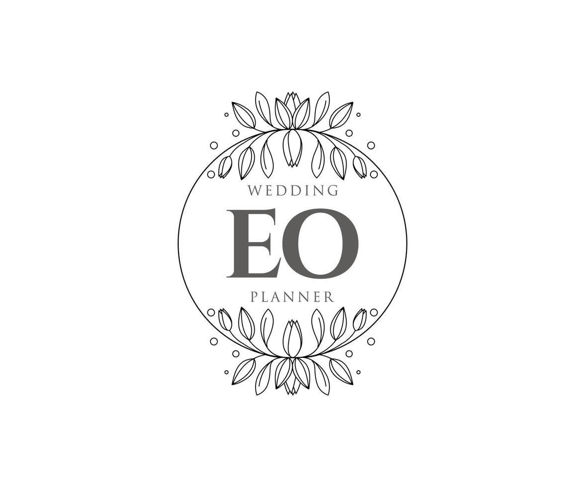 eo initialer brev bröllop monogram logotyper samling, hand dragen modern minimalistisk och blommig mallar för inbjudan kort, spara de datum, elegant identitet för restaurang, boutique, Kafé i vektor