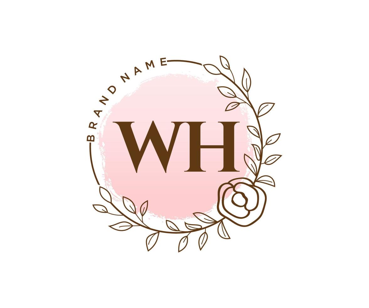 anfängliches wh feminines Logo. verwendbar für Natur-, Salon-, Spa-, Kosmetik- und Schönheitslogos. flaches Vektor-Logo-Design-Vorlagenelement. vektor