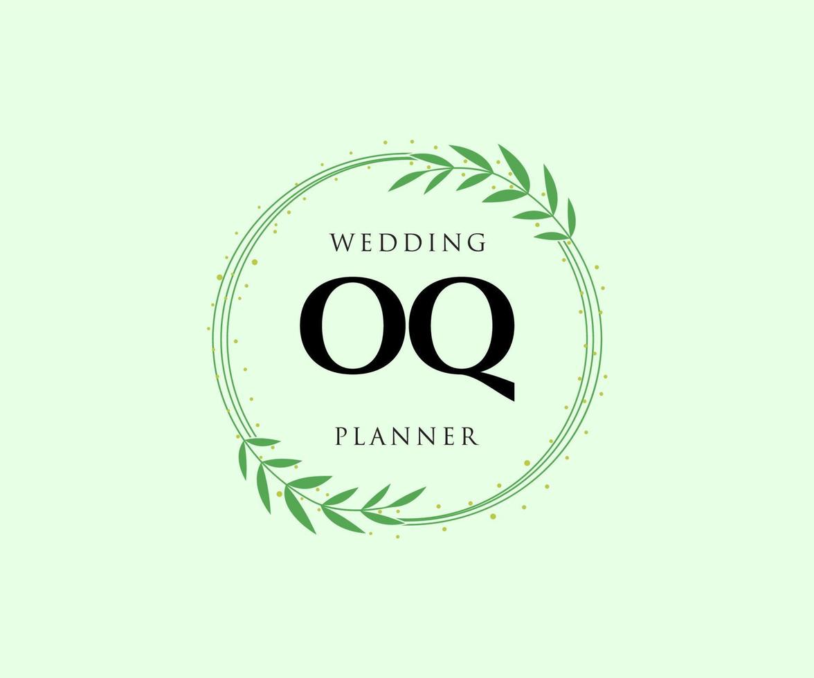 oq initialen brief hochzeit monogramm logos sammlung, handgezeichnete moderne minimalistische und florale vorlagen für einladungskarten, save the date, elegante identität für restaurant, boutique, café im vektor