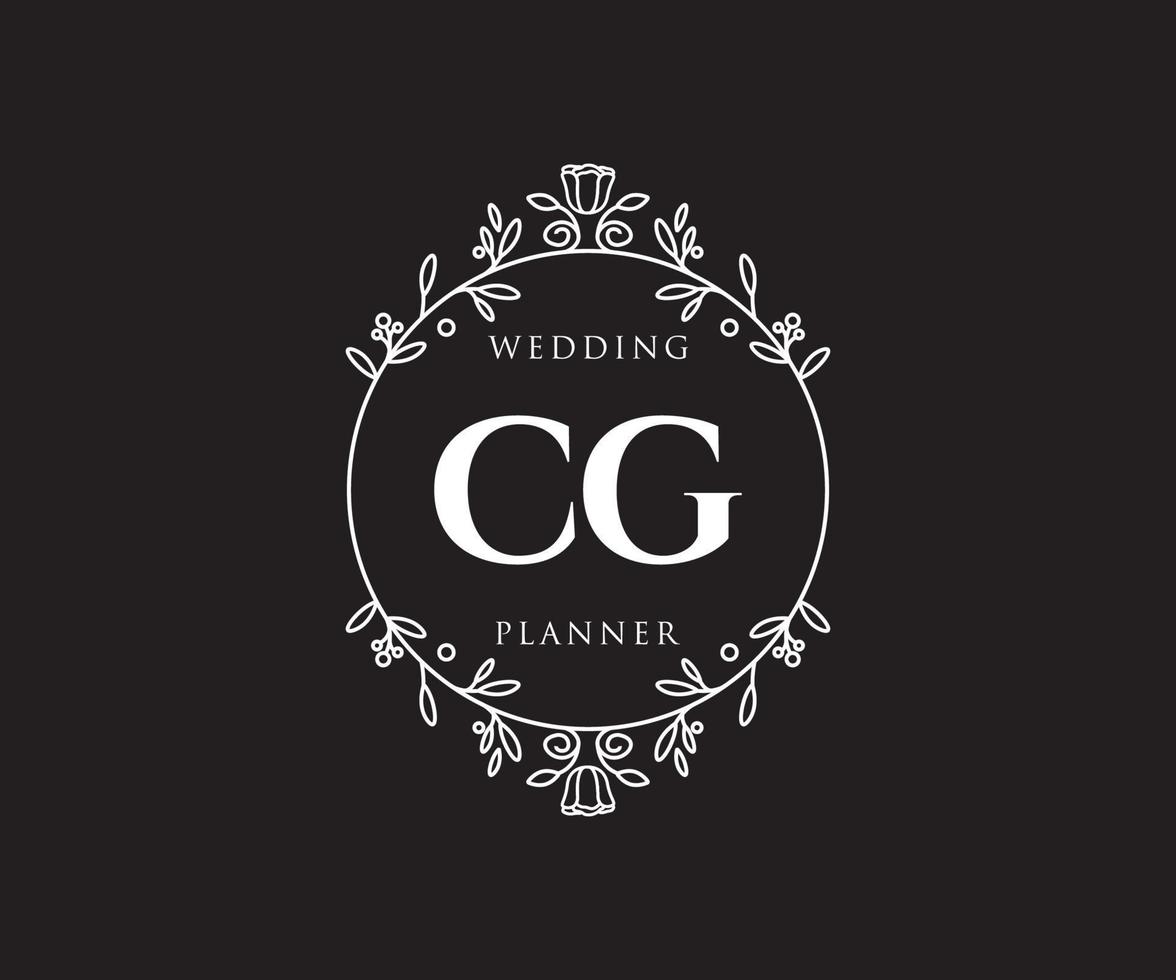 cg initialer brev bröllop monogram logotyper samling, hand dragen modern minimalistisk och blommig mallar för inbjudan kort, spara de datum, elegant identitet för restaurang, boutique, Kafé i vektor