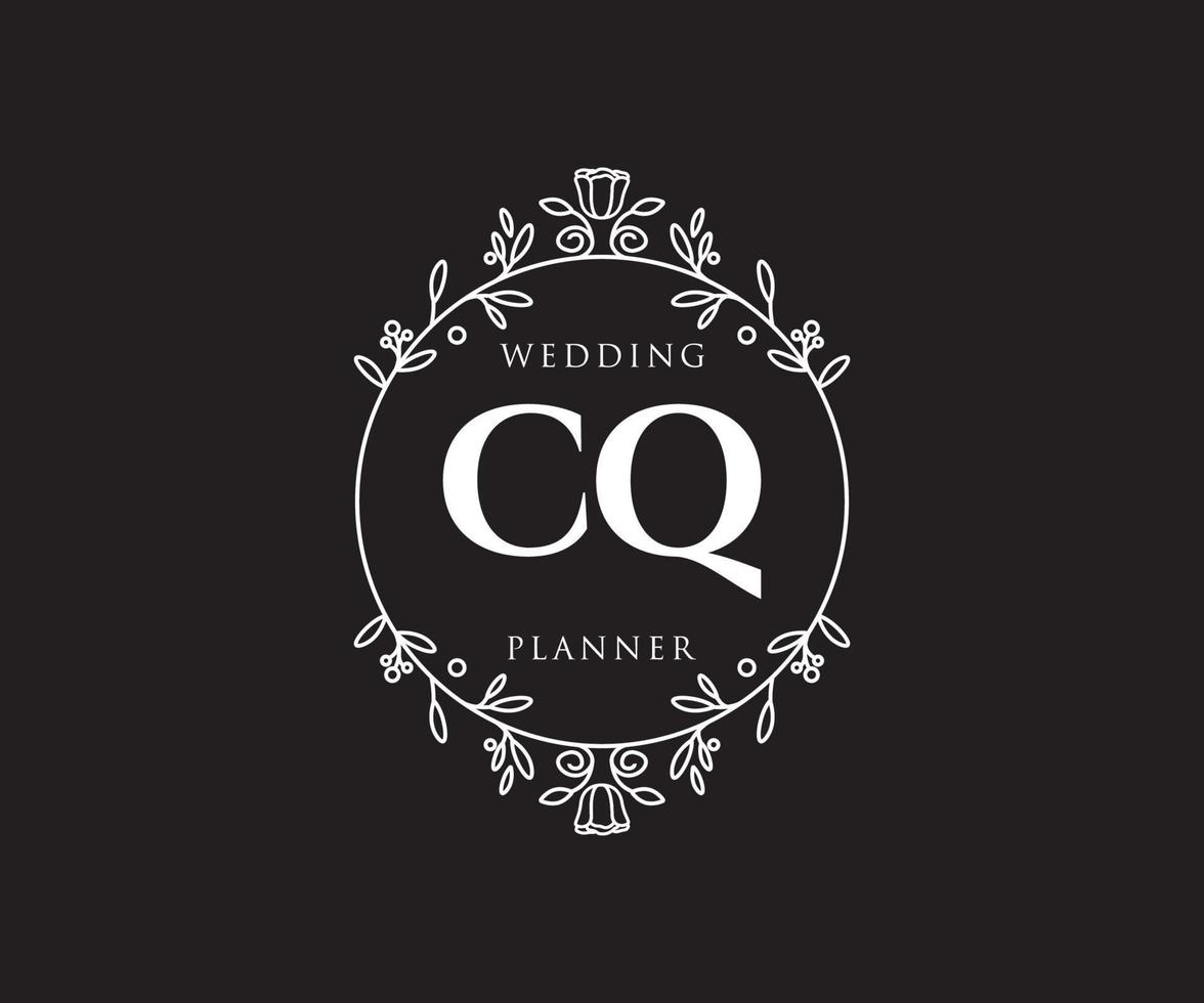 cq initialen brief hochzeitsmonogramm logos sammlung, handgezeichnete moderne minimalistische und florale vorlagen für einladungskarten, save the date, elegante identität für restaurant, boutique, café im vektor