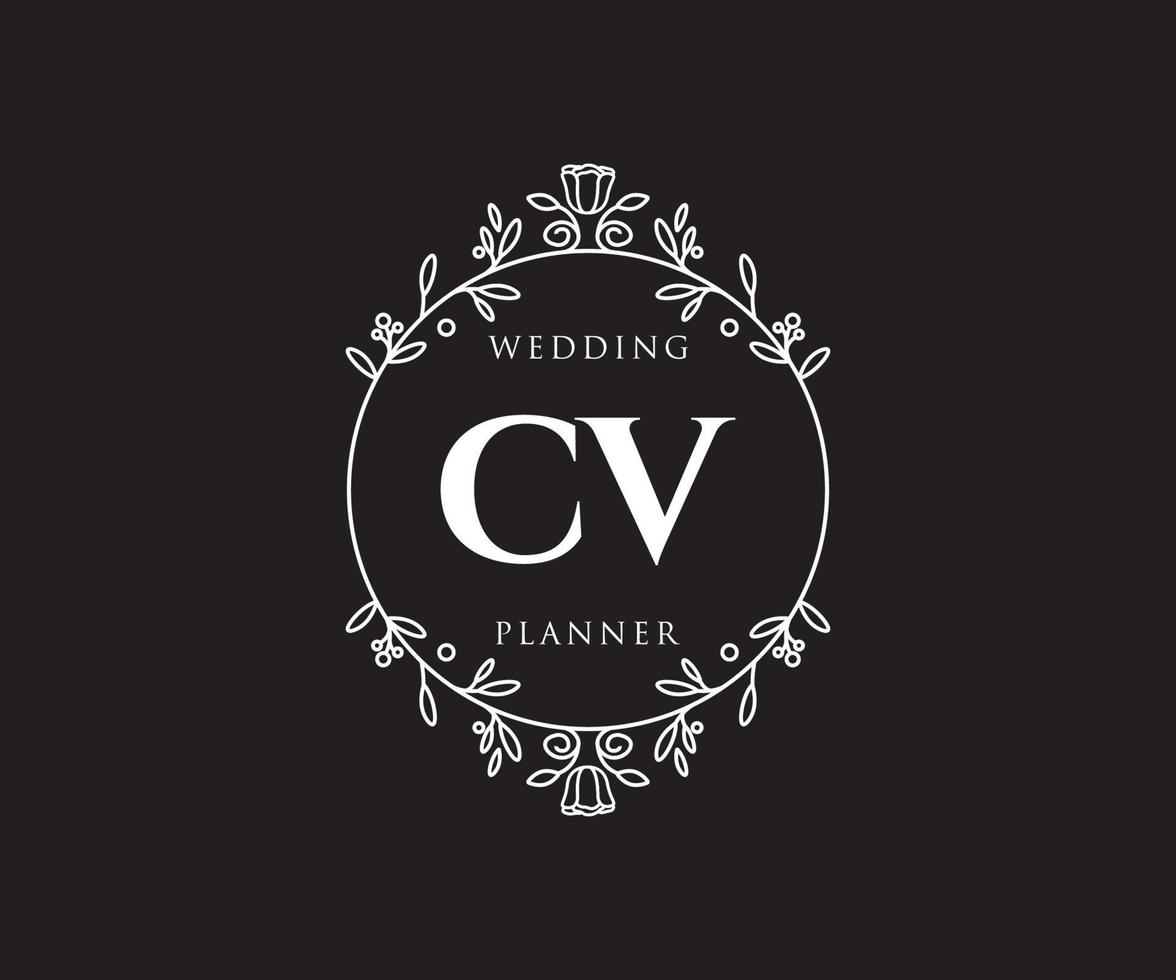 CV initialer brev bröllop monogram logotyper samling, hand dragen modern minimalistisk och blommig mallar för inbjudan kort, spara de datum, elegant identitet för restaurang, boutique, Kafé i vektor