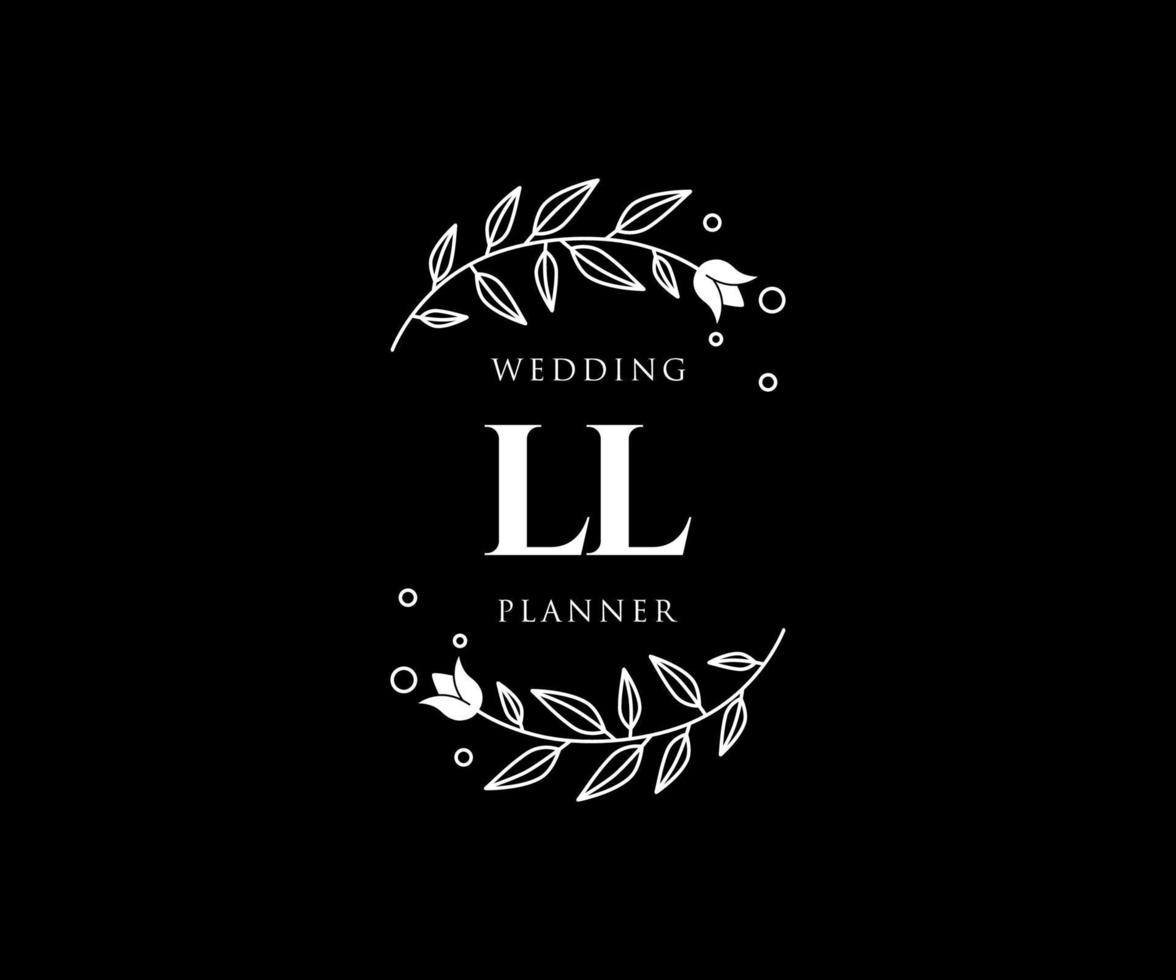 ll initialen brief hochzeit monogramm logos sammlung, handgezeichnete moderne minimalistische und florale vorlagen für einladungskarten, save the date, elegante identität für restaurant, boutique, café im vektor