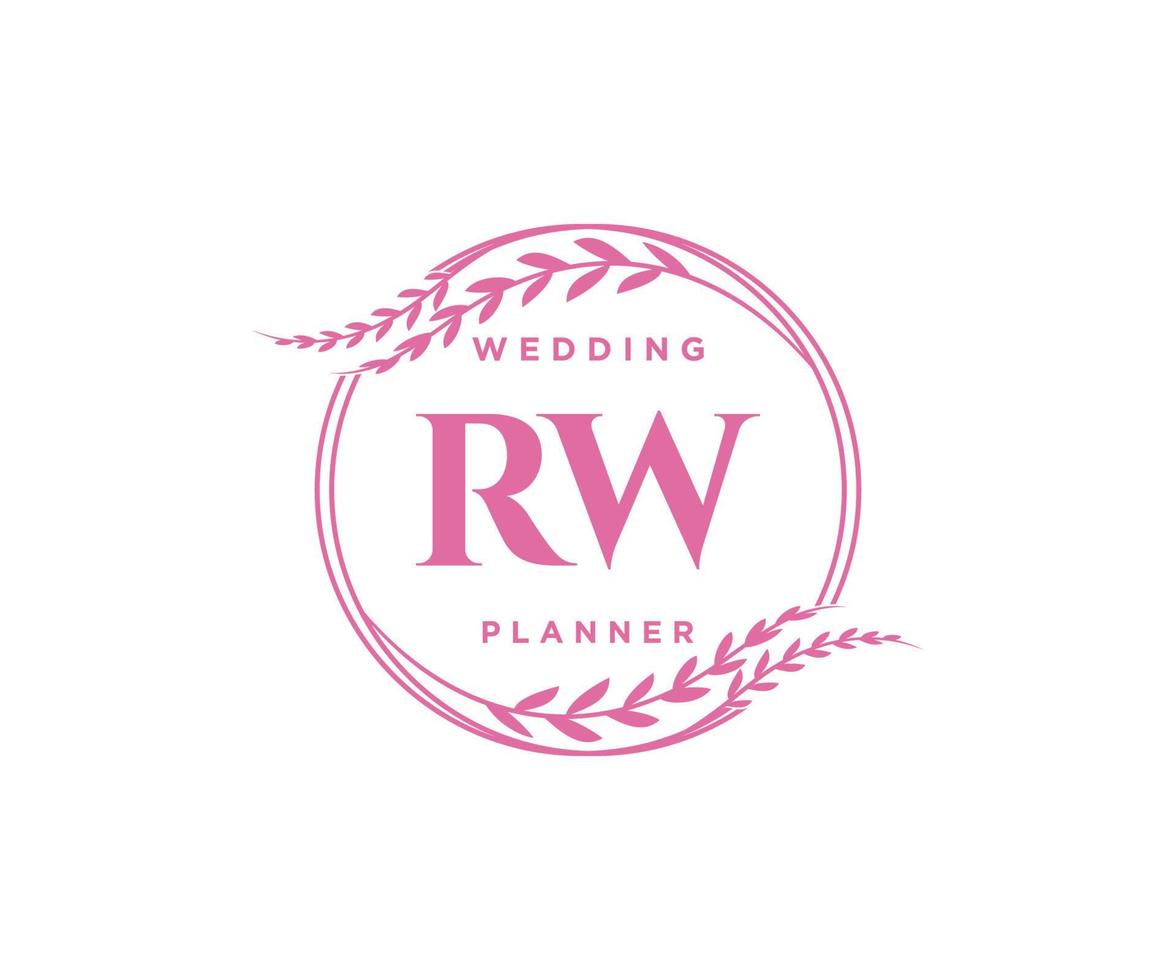 rw initialen brief hochzeitsmonogramm logos sammlung, handgezeichnete moderne minimalistische und florale vorlagen für einladungskarten, save the date, elegante identität für restaurant, boutique, café im vektor