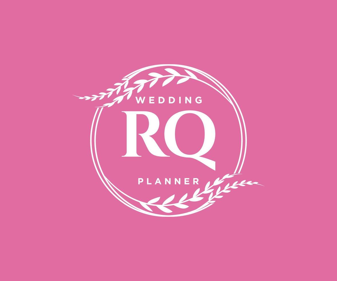 rq initialen brief hochzeitsmonogramm logos sammlung, handgezeichnete moderne minimalistische und florale vorlagen für einladungskarten, save the date, elegante identität für restaurant, boutique, café im vektor