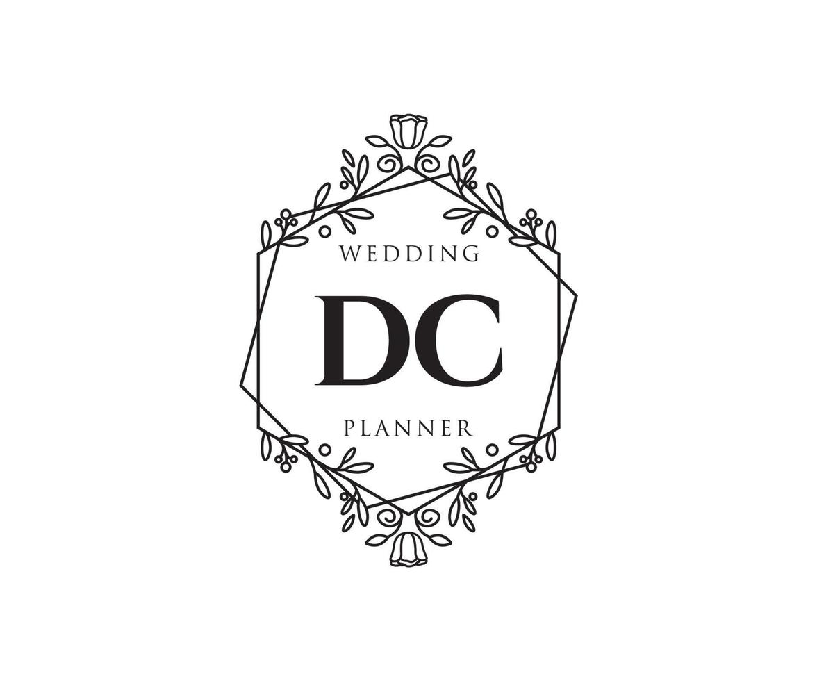 dc initialer brev bröllop monogram logotyper samling, hand dragen modern minimalistisk och blommig mallar för inbjudan kort, spara de datum, elegant identitet för restaurang, boutique, Kafé i vektor