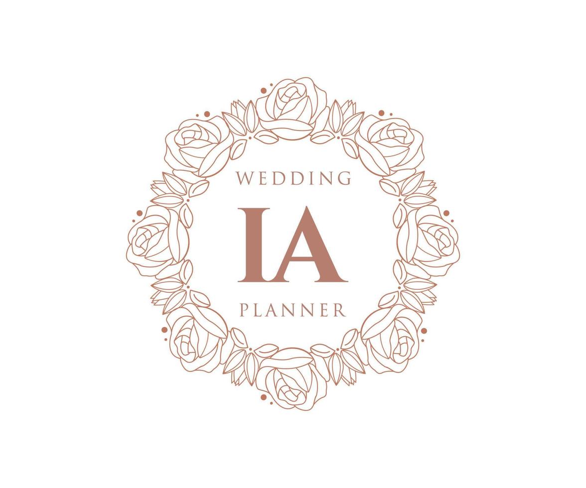 ia initialen brief hochzeitsmonogramm logos sammlung, handgezeichnete moderne minimalistische und florale vorlagen für einladungskarten, save the date, elegante identität für restaurant, boutique, café im vektor