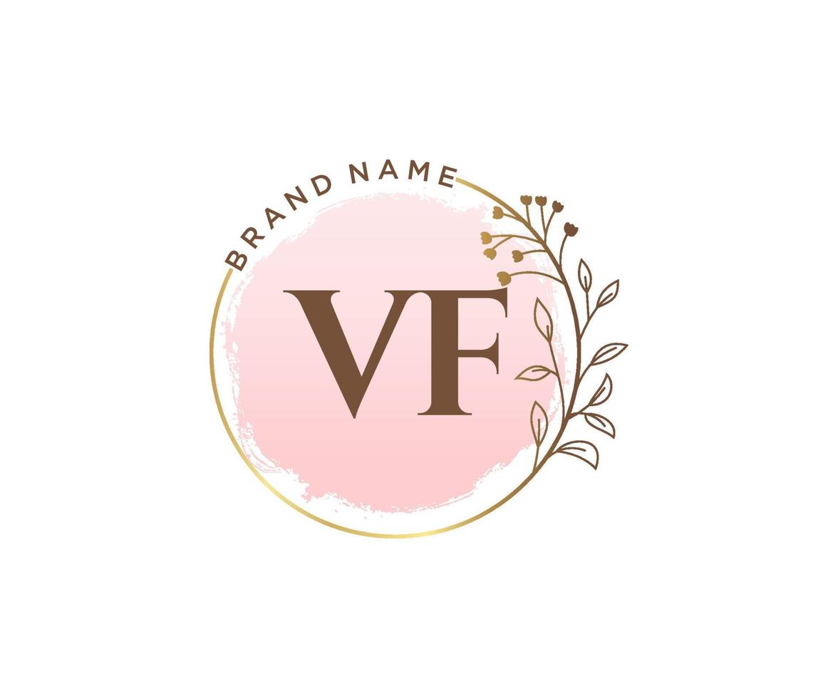 anfängliches vf feminines logo. verwendbar für Natur-, Salon-, Spa-, Kosmetik- und Schönheitslogos. flaches Vektor-Logo-Design-Vorlagenelement. vektor