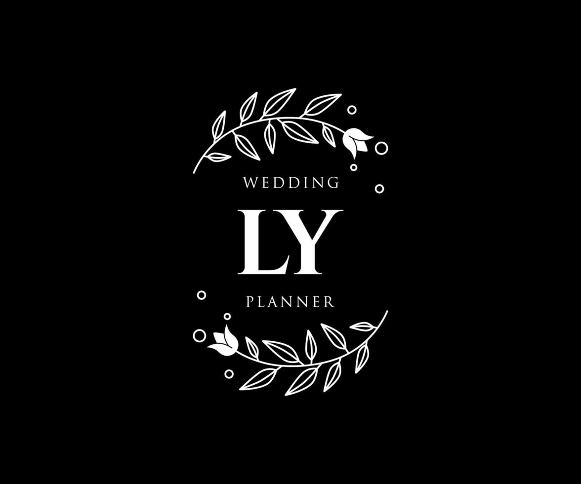 ly initials brief hochzeitsmonogramm logos sammlung, handgezeichnete moderne minimalistische und florale vorlagen für einladungskarten, save the date, elegante identität für restaurant, boutique, café im vektor