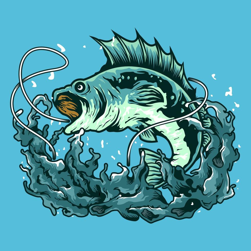 große Bass-Fischen-Illustration vektor