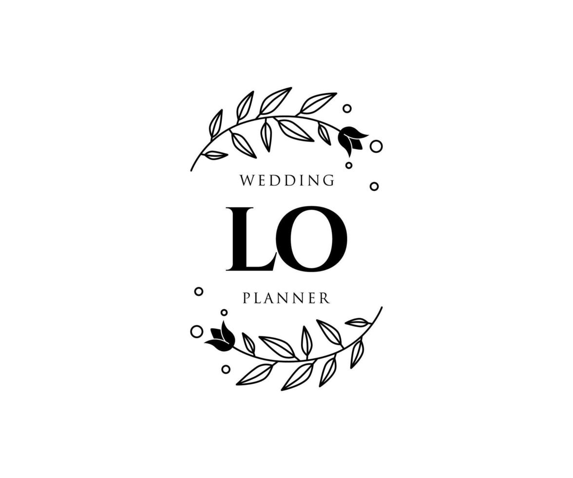 lo initialen brief hochzeitsmonogramm logos sammlung, handgezeichnete moderne minimalistische und florale vorlagen für einladungskarten, save the date, elegante identität für restaurant, boutique, café im vektor