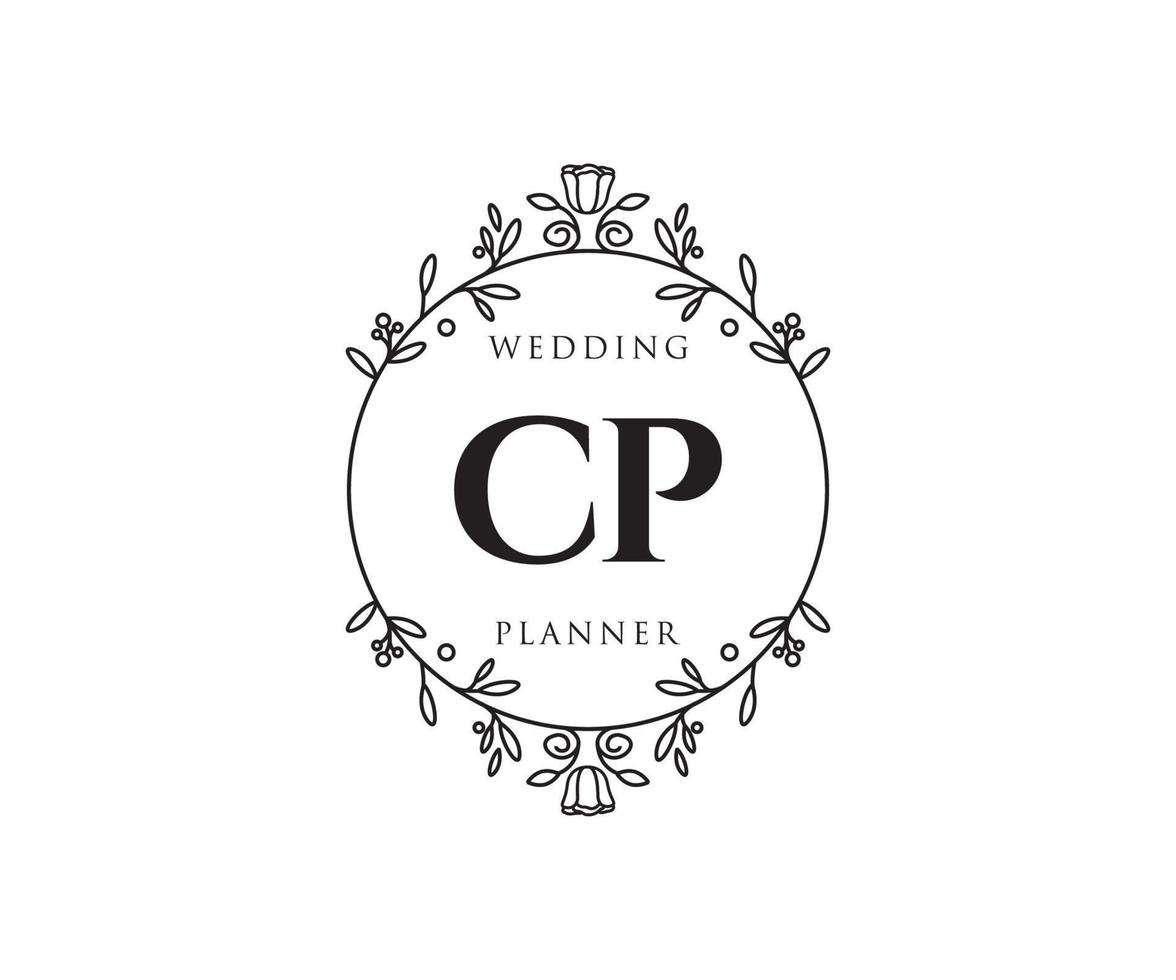 cp initialen brief hochzeitsmonogramm logos sammlung, handgezeichnete moderne minimalistische und florale vorlagen für einladungskarten, save the date, elegante identität für restaurant, boutique, café im vektor