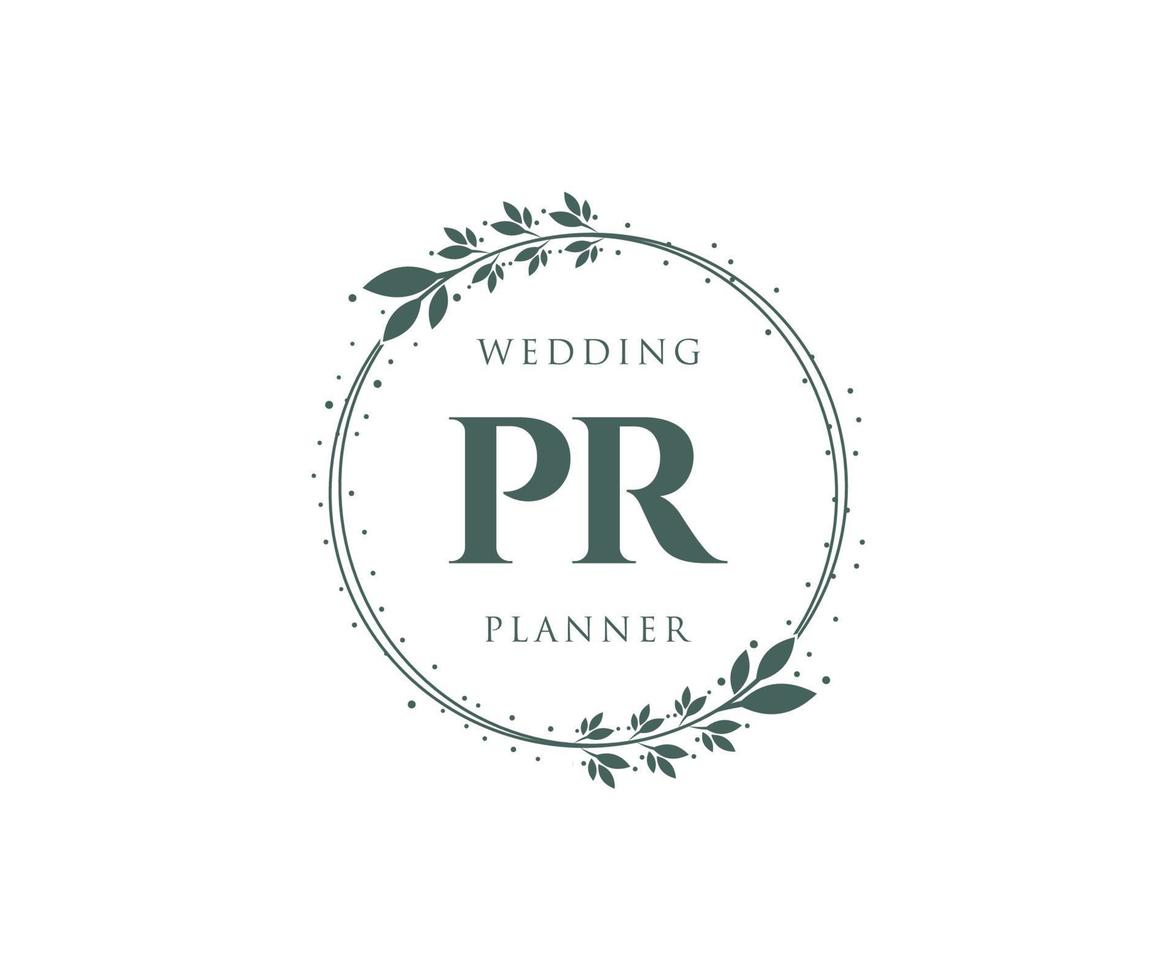 pr initialen brief hochzeit monogramm logos sammlung, handgezeichnete moderne minimalistische und florale vorlagen für einladungskarten, save the date, elegante identität für restaurant, boutique, café im vektor