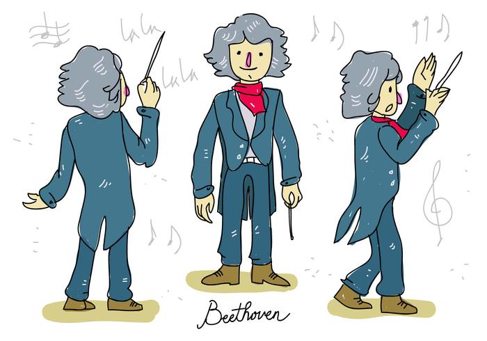 Ludwig van Beethoven Musikledare Handdragen Vektorillustration vektor