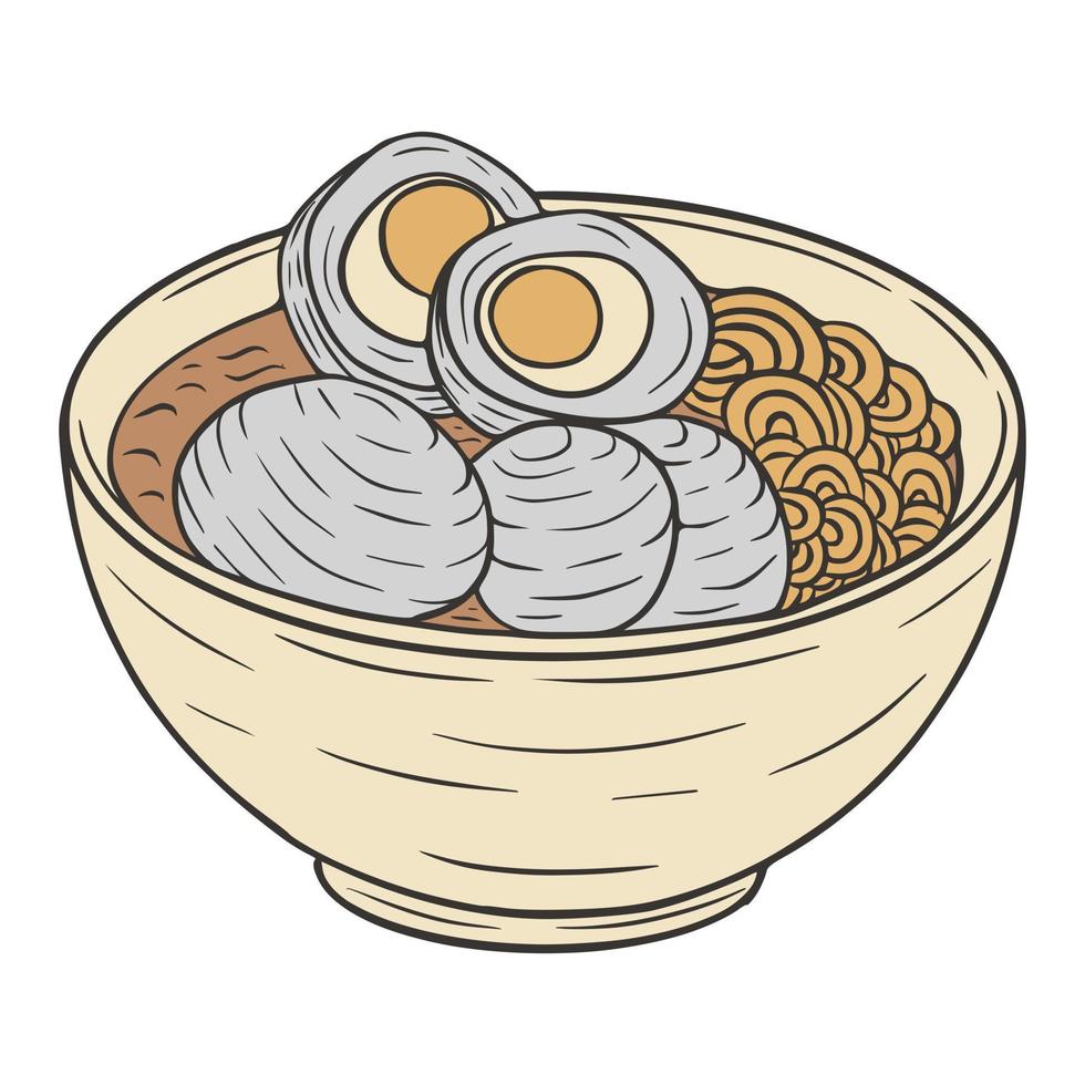 bakso indonesisches essen fleischbällchen handgezeichnete gekritzelvektorillustration vektor