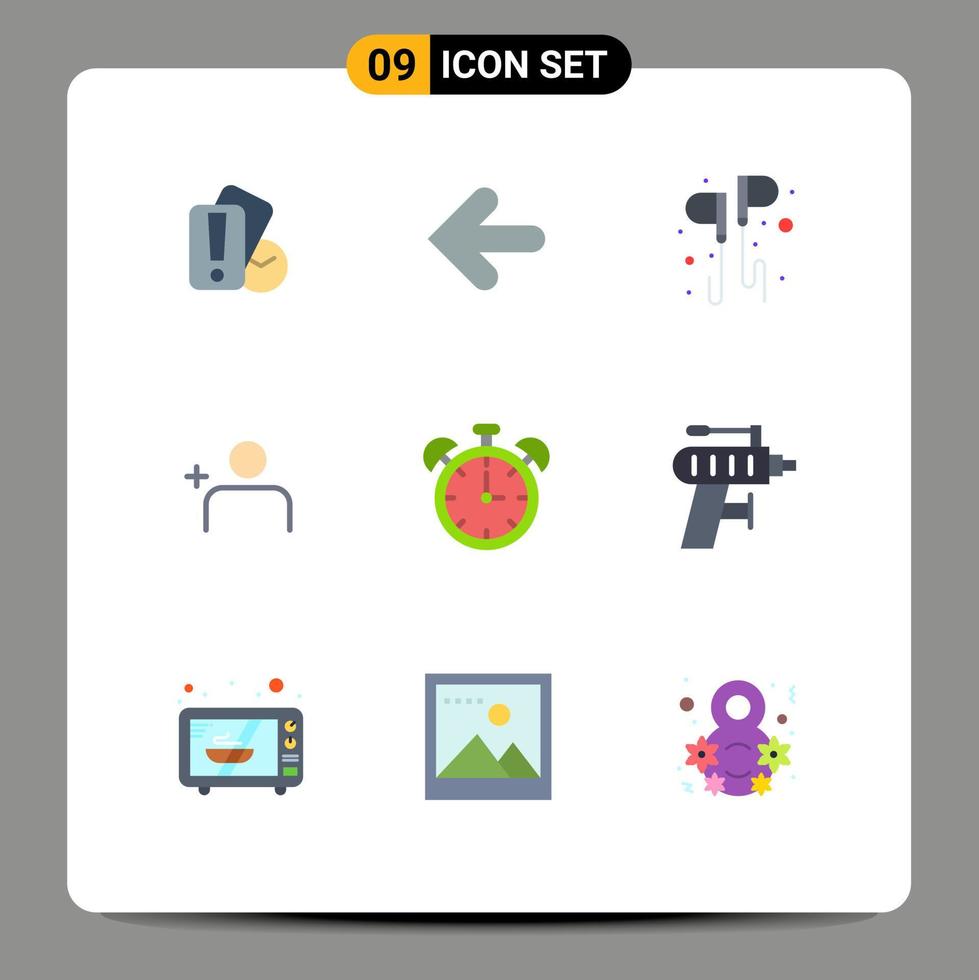 9 universell platt färger uppsättning för webb och mobil tillämpningar klocka uppsättningar fri Instagram smartphone redigerbar vektor design element