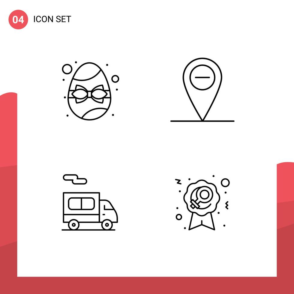 piktogram uppsättning av 4 enkel fylld linje platt färger av födelsedag bricka ägg leverans tecken redigerbar vektor design element