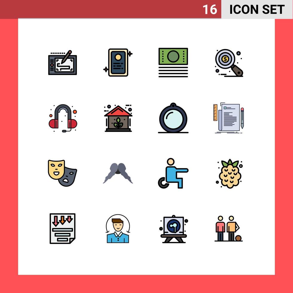 Aktienvektor-Icon-Pack mit 16 Zeilenzeichen und Symbolen für Energie-Kopfhörer-E-Commerce-Ohrdatenanalyse editierbare kreative Vektordesign-Elemente vektor