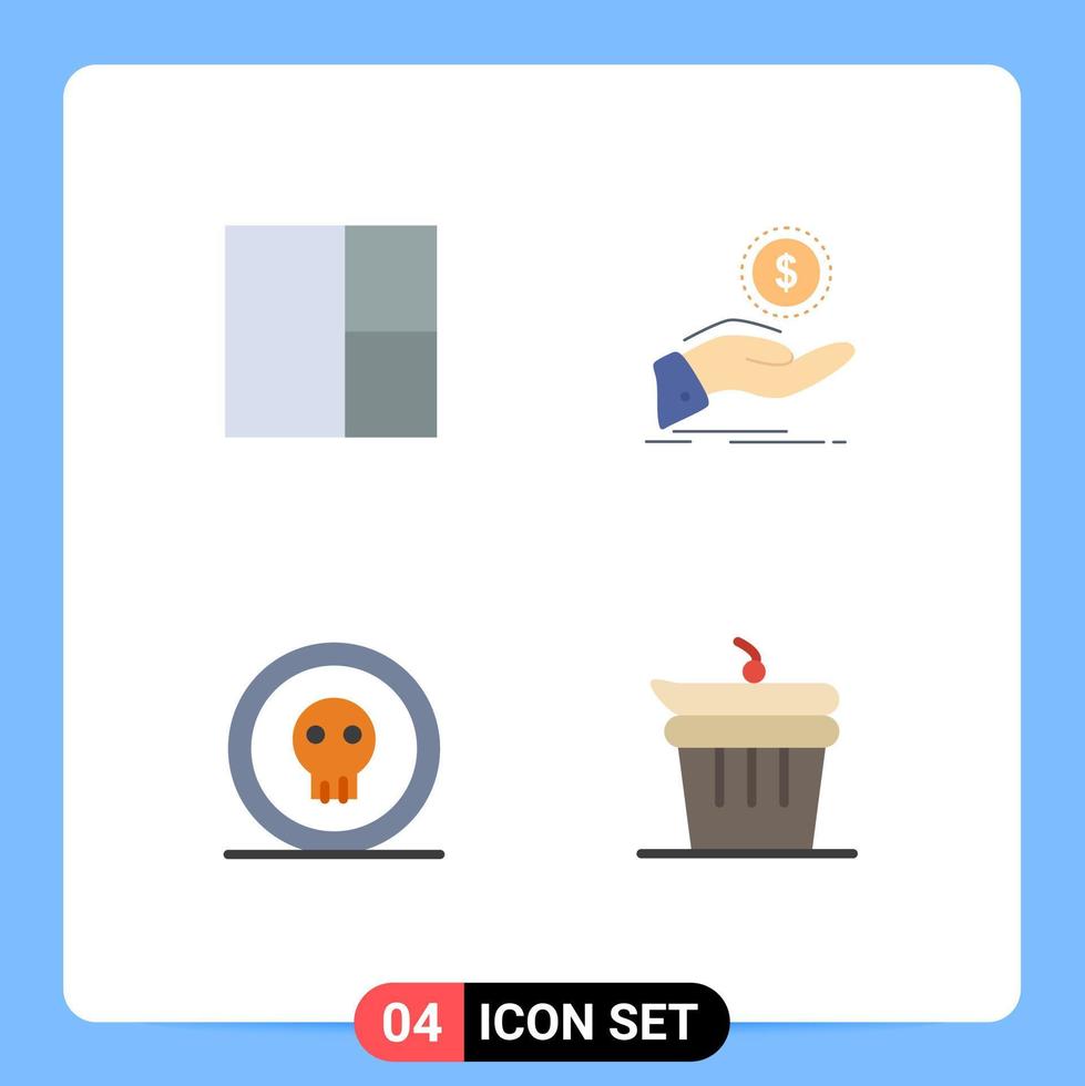 4 tematiska vektor platt ikoner och redigerbar symboler av rutnät halloween kontanter ut lån pirat redigerbar vektor design element