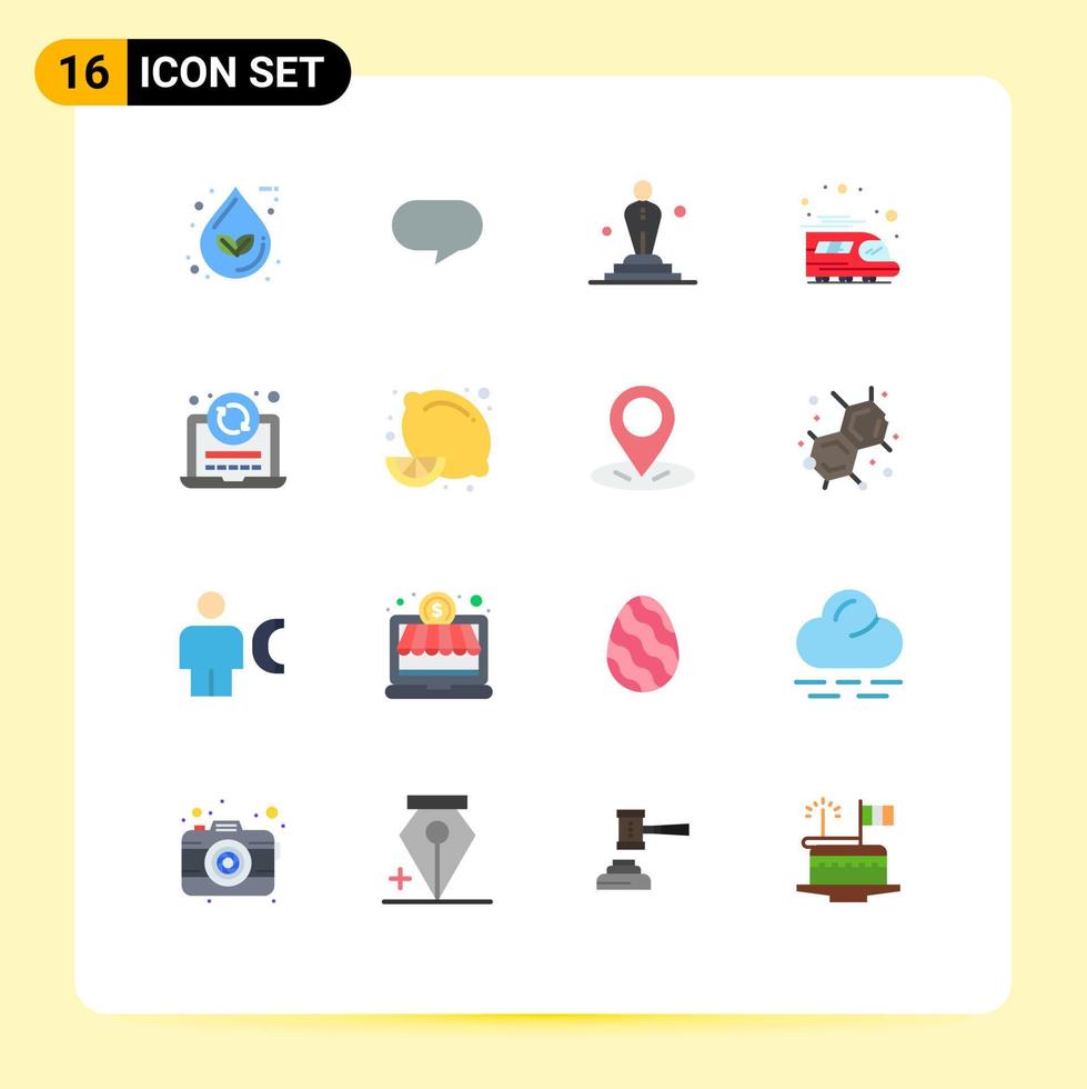 16 universell platt färger uppsättning för webb och mobil tillämpningar ladda om bärbar dator bio transport offentlig redigerbar packa av kreativ vektor design element