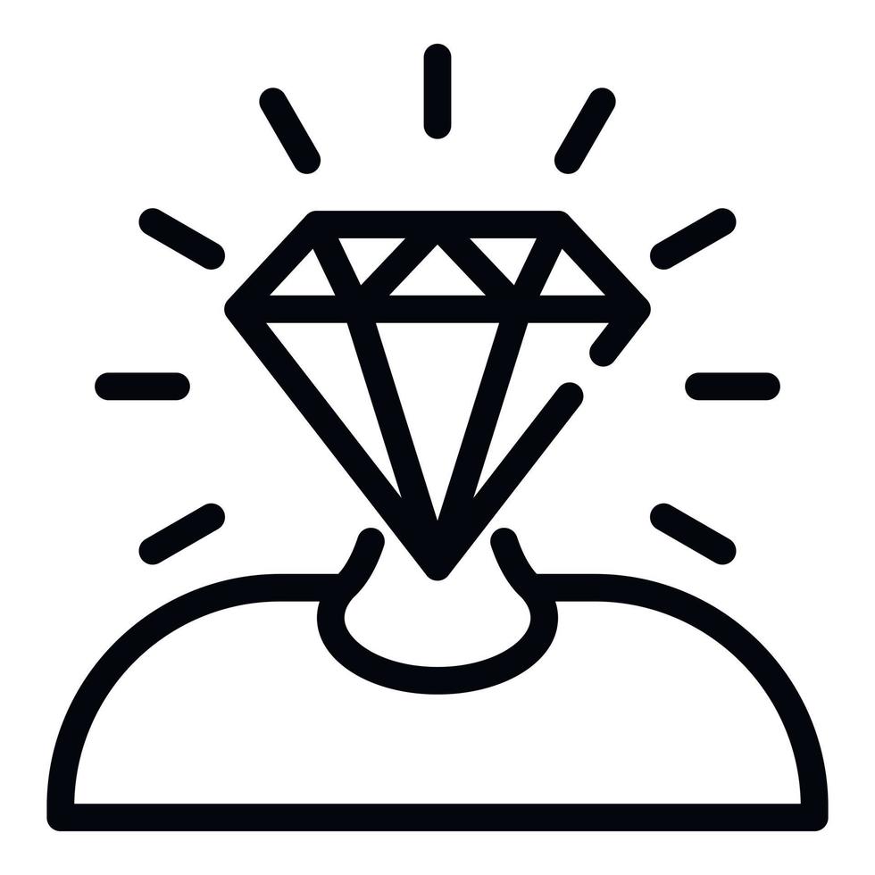 man med en diamant huvud ikon, översikt stil vektor
