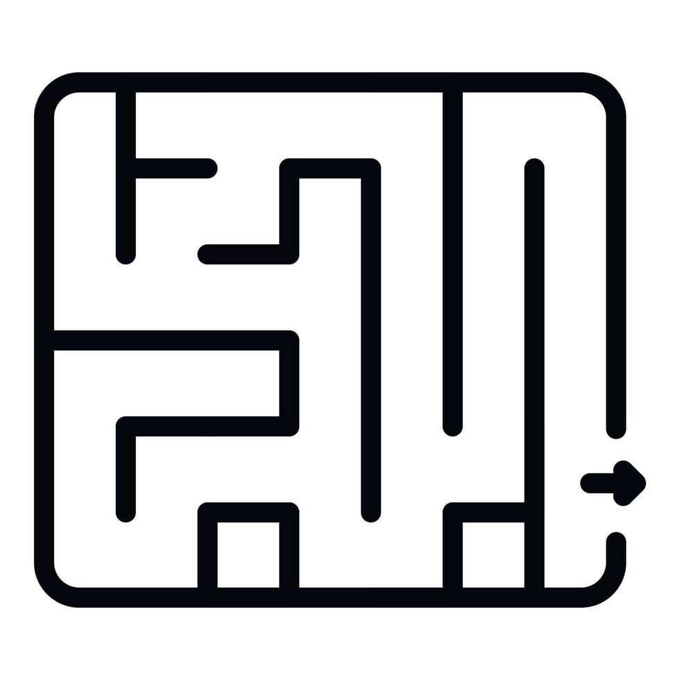 sökande rum labyrint ikon, översikt stil vektor