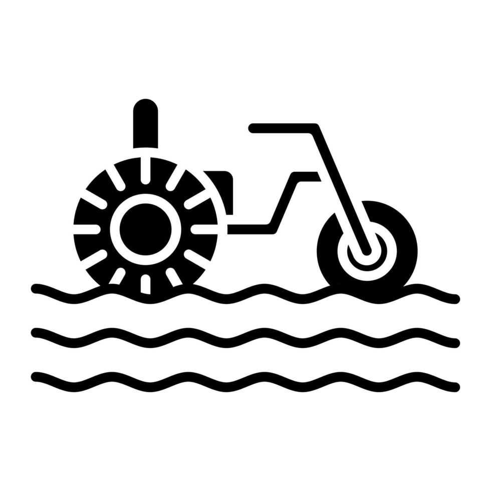 vatten trehjuling glyf ikon vektor
