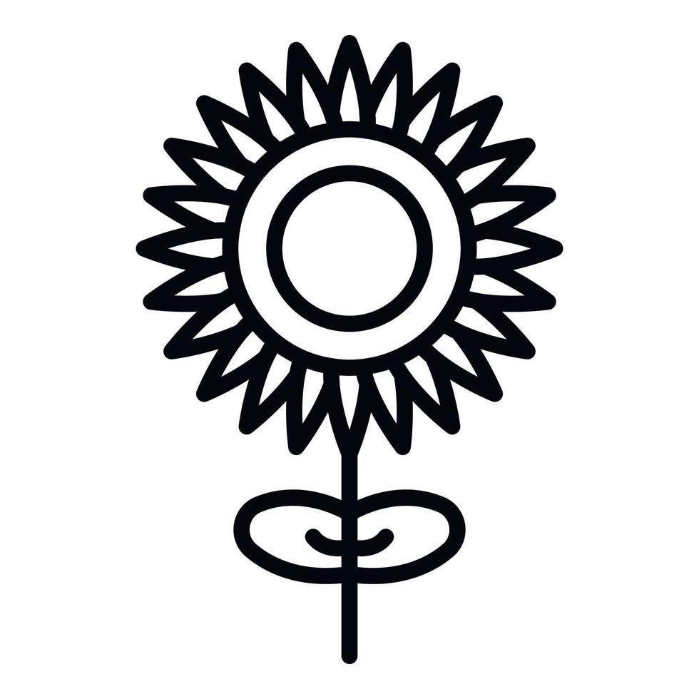 sonnenblume mit einem stammsymbol, umrissstil vektor