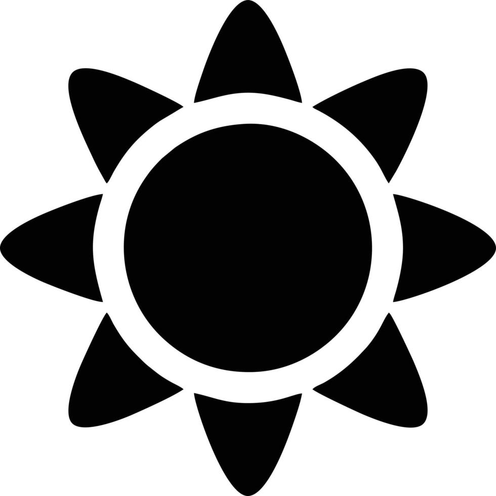 Sol ikon i vit bakgrund, illustration av Sol ikon symbol i svart på vit bakgrund vektor