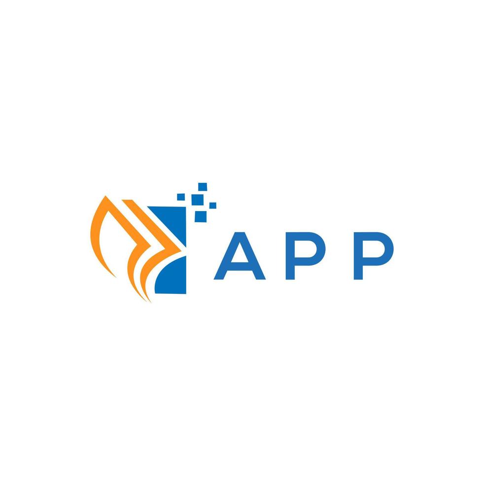 App-Kreditreparatur-Buchhaltungslogodesign auf weißem Hintergrund. app kreative initialen wachstumsdiagramm brief logo konzept. App Business Finance Logo-Design. vektor