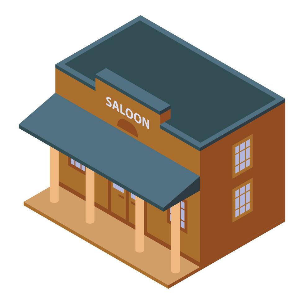 Saloon-Gebäude-Ikone, isometrischer Stil vektor
