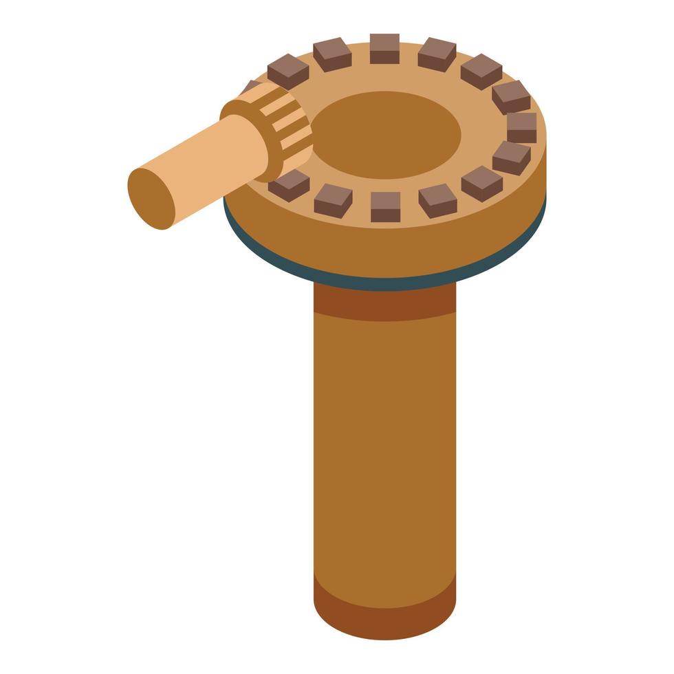 Zahnradsymbol für Wassermühlen, isometrischer Stil vektor